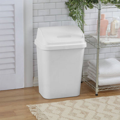 Juego de 6 - Bote de Basura Blanco de 29.5 Litros con Tapa Batiente para Cocina