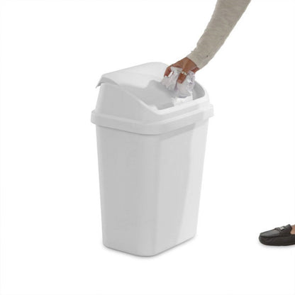 Juego de 6 - Bote de Basura Blanco de 29.5 Litros con Tapa Batiente para Cocina
