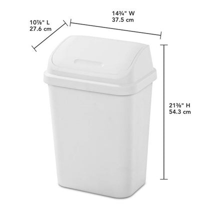 Juego de 6 - Bote de Basura Blanco de 29.5 Litros con Tapa Batiente para Cocina