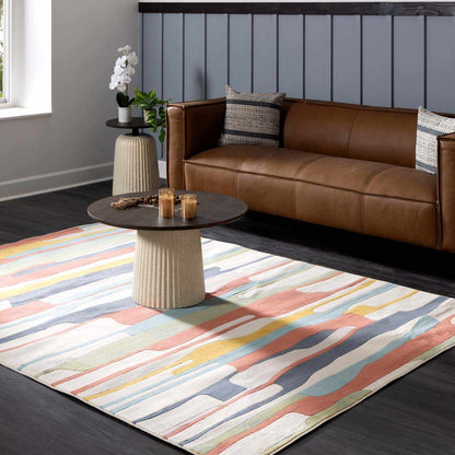Southfields Colorful Modern Carpet rug by Boutique Rugs with pastel stripes for living room on Tampa Home & Garden Store