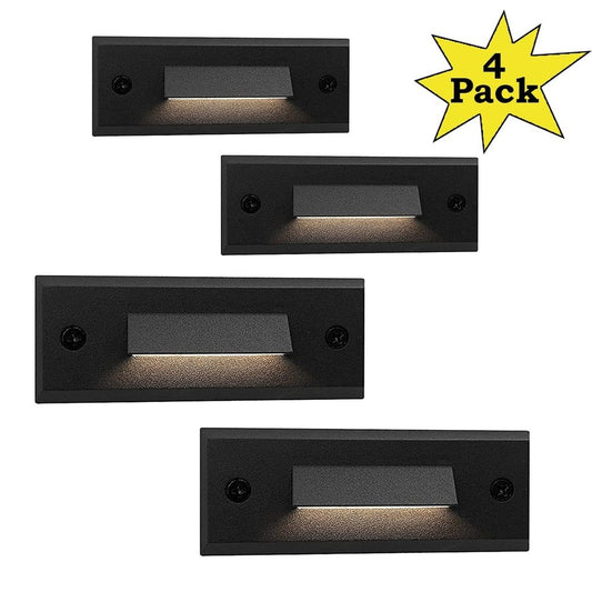 STLA04 4-Pack 1W Slim Black Low Voltage LED Outdoor Step Lights Package, 12V LED Deck Lights Landscape Lights - Tampa Home & Garden Store