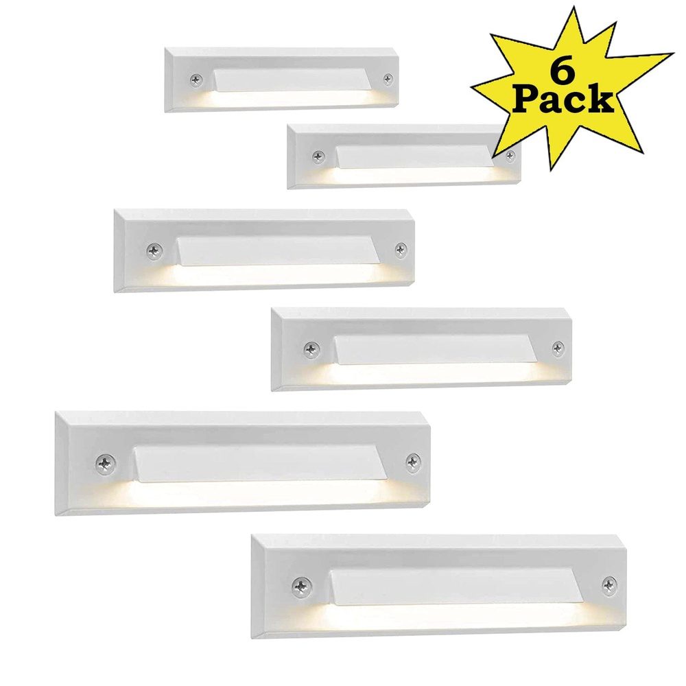 STLA06 6-Pack 2W Slim White Low Voltage LED Outdoor Step Lights Package, 12V LED Deck Lights Landscape Lights - Tampa Home & Garden Store