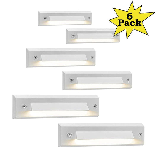STLA06 6-Pack 2W Slim White Low Voltage LED Outdoor Step Lights Package, 12V LED Deck Lights Landscape Lights - Tampa Home & Garden Store