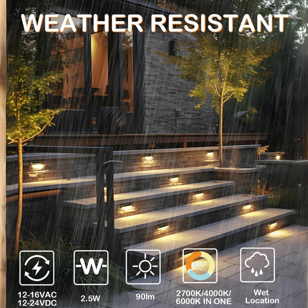STLA07 6 Pack Low Voltage 3CCT 2700K/4000K/6000K LED Step Lights Outdoor, 2.5W Accent Lighting Fixtures - Tampa soil911.com