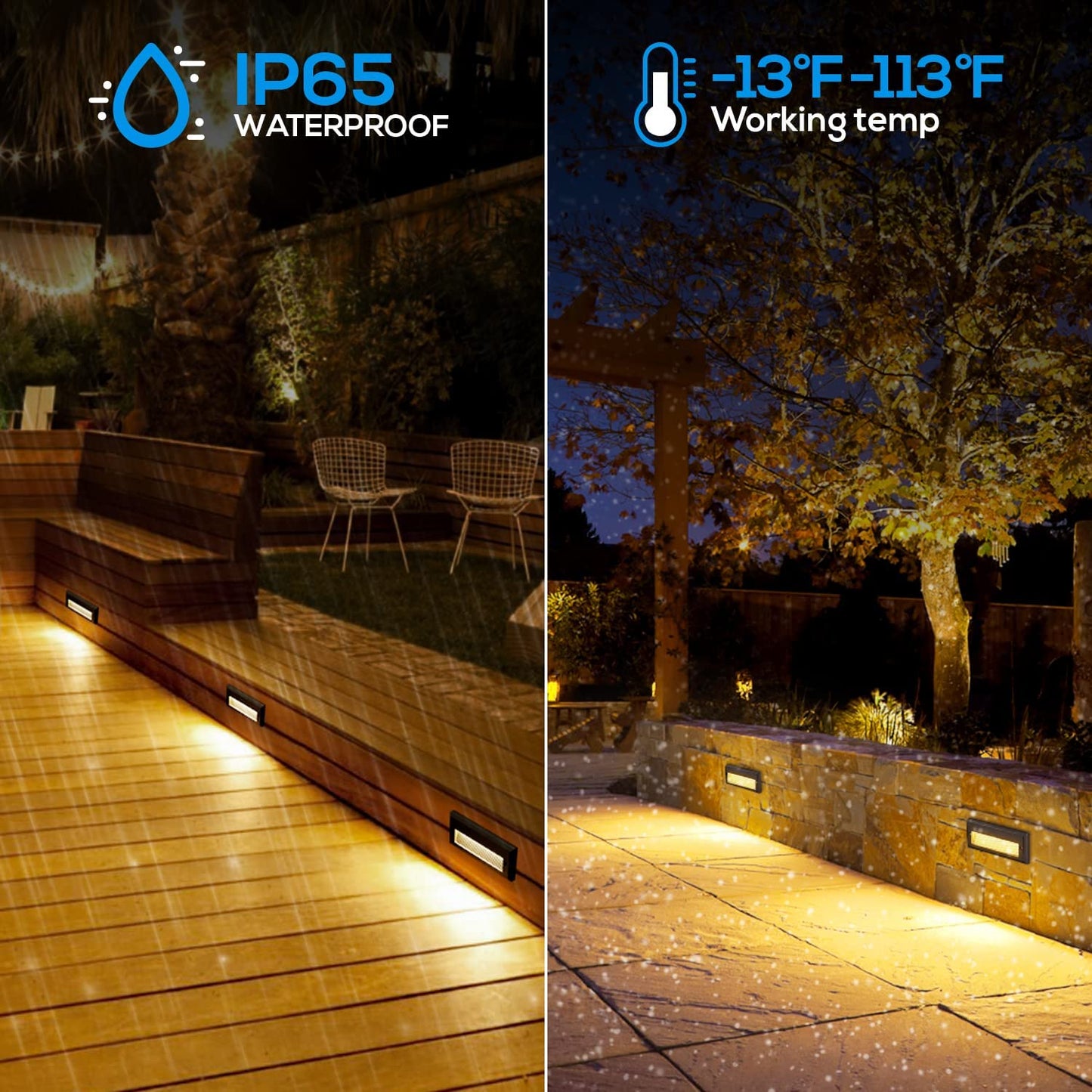 Luces LED para escalones de exterior STLA09 de 6 unidades, 3,5 W, bajo voltaje, 9", luces LED para terraza de 12 V, luces para paisaje