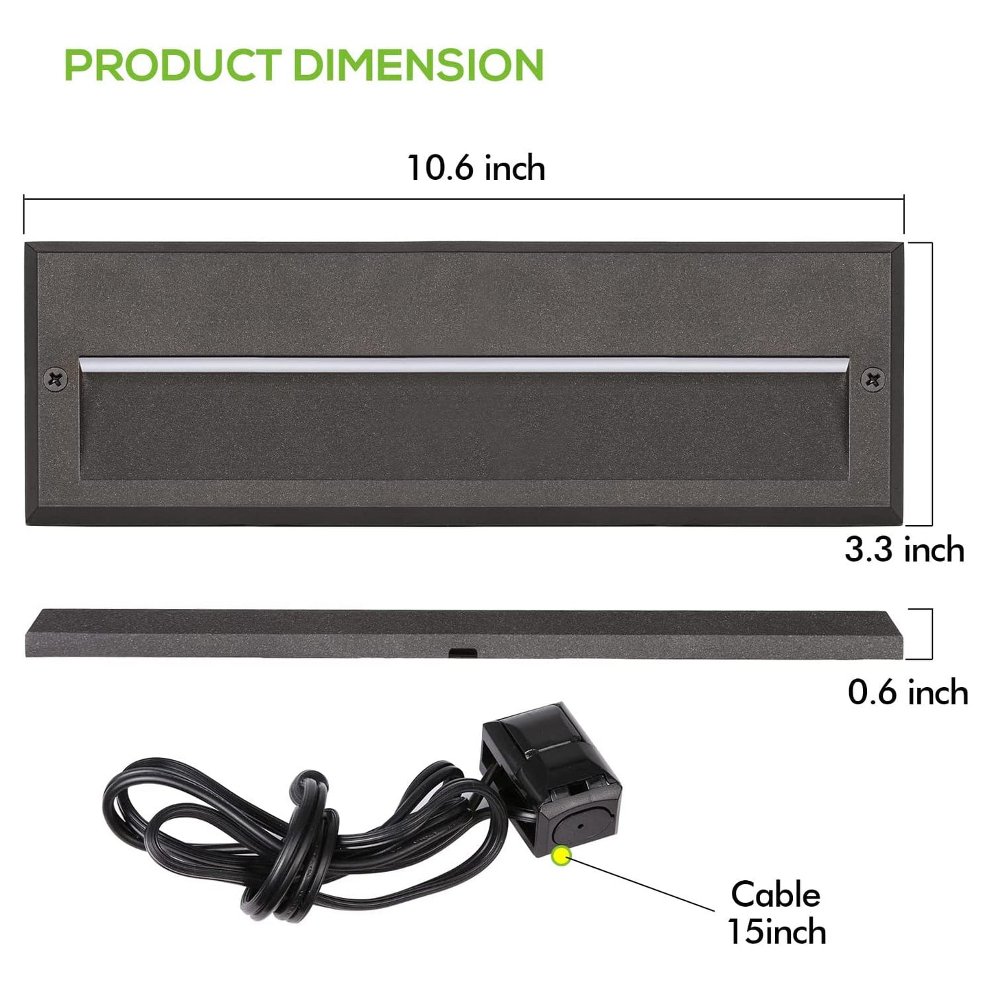 Luces LED para escalones de exterior STLA10 de 6 W y bajo voltaje de 10", paquete de 6, luces LED para terraza de 12 V y luces para paisaje