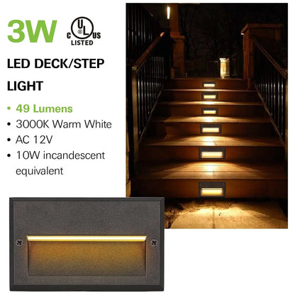 STLA11 6-Pack 3W Low Voltage 5.5" LED Outdoor Step Lights, 12V LED Deck Lights Landscape Lights - Tampa soil911.com