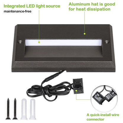 STLA11 6-Pack 3W Low Voltage 5.5" LED Outdoor Step Lights, 12V LED Deck Lights Landscape Lights - Tampa soil911.com