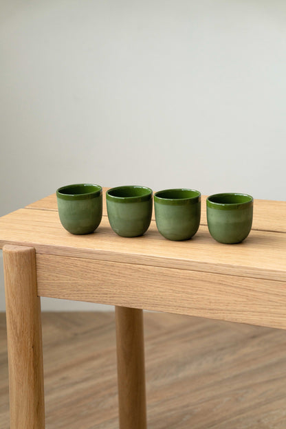 Handmade Porcelain Espresso Cup With Green Glaze