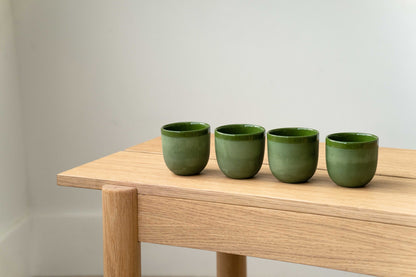 Handmade Porcelain Espresso Cup With Green Glaze