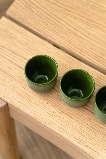 Handmade Porcelain Espresso Cup With Green Glaze