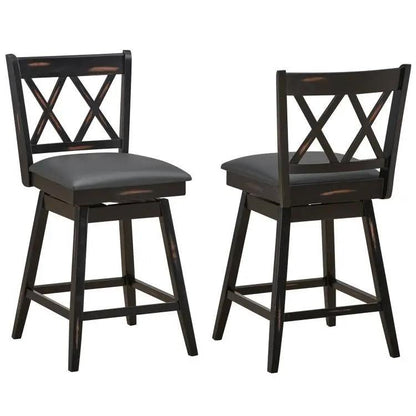 Set of 2 Black Wood Barstools 24-in Counter