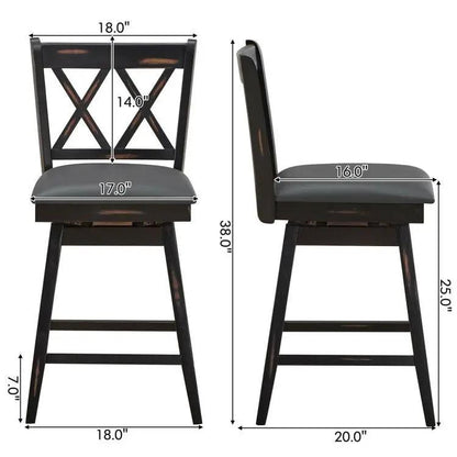 Set of 2 Black Wood Barstools 24-in Counter
