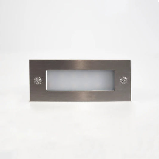 STS02 12V Low Voltage Outdoor Recessed Stainless Steel Brick Wall Light 3000K Warm White Integrated LED Step/ Stair Lighting Fixture