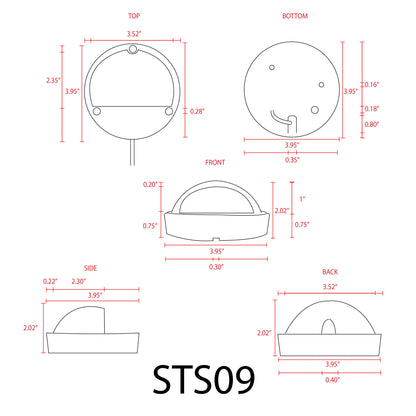 STS09 LED Round Stainless Steel Deck Light Surface Mount Low Voltage Landscape Lighting