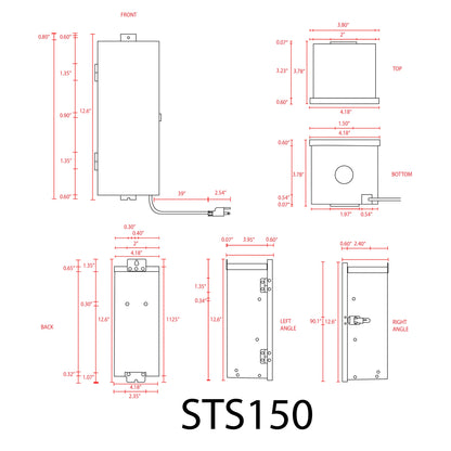 Transformateur basse tension numérique STS150 150W 15V avec cellule photoélectrique et minuterie IP65