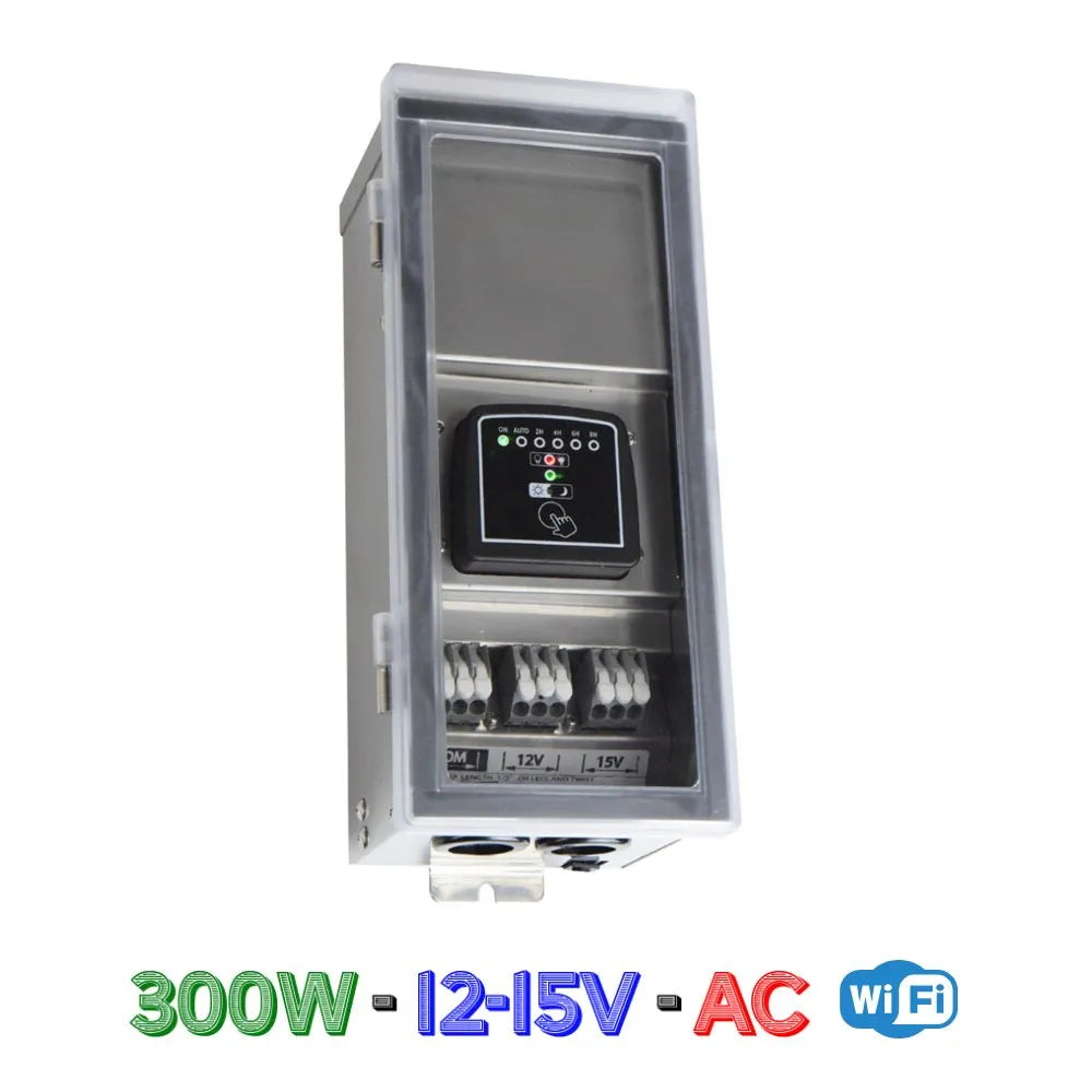 Transformateur basse tension numérique intelligent STSW300 300W, WIFI 12V, 15V, avec cellule photoélectrique et minuterie IP65
