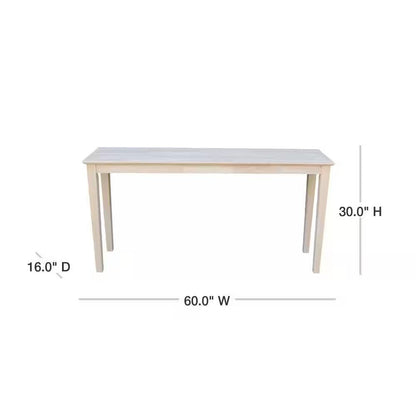 Mesa Consola Sofá Rústica de Madera Maciza sin Acabado de 1.5 m