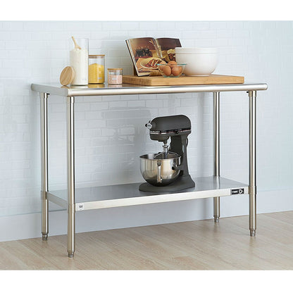 Mesa de preparación multiusos de acero inoxidable de calidad alimentaria con estante inferior