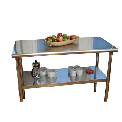 Mesa de preparación multiusos de acero inoxidable de calidad alimentaria con estante inferior