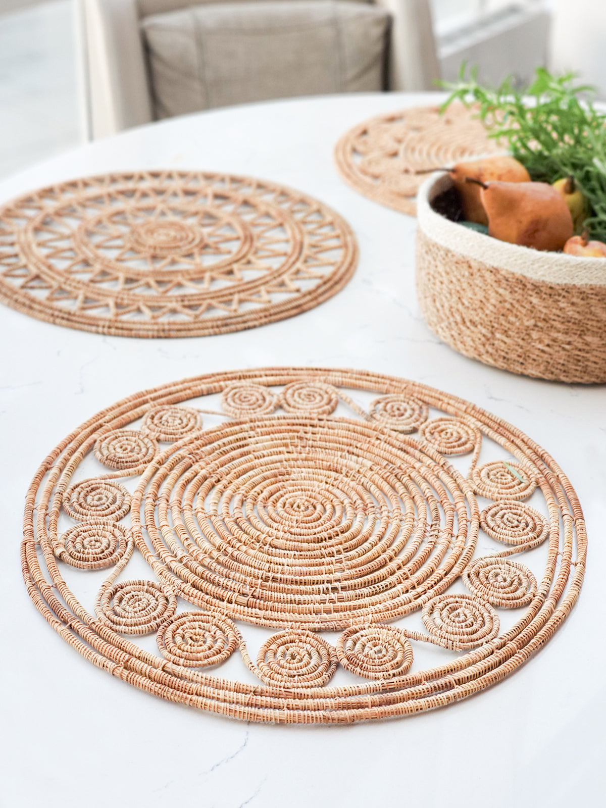 Set de table en fibre de palmier tissée Bayu - Naturel (lot de 2)