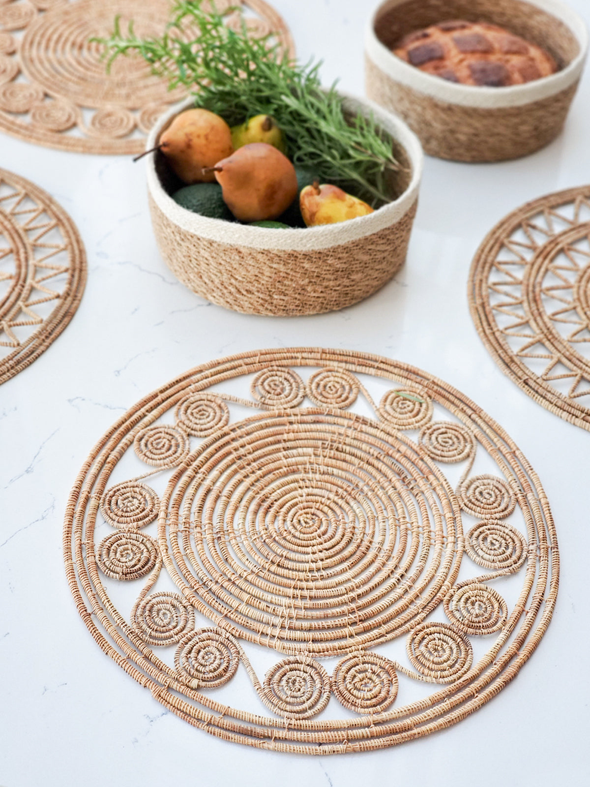 Set de table en fibre de palmier tissée Bayu - Naturel (lot de 2)