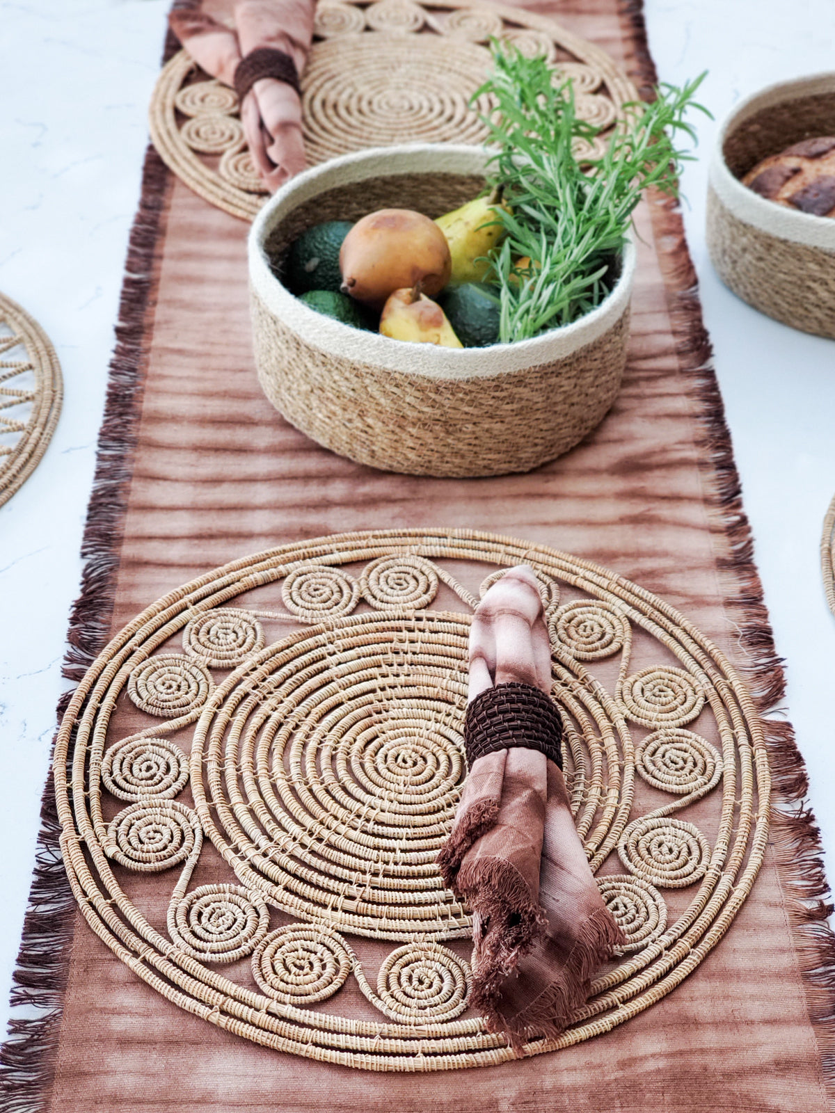 Set de table en fibre de palmier tissée Bayu - Naturel (lot de 2)