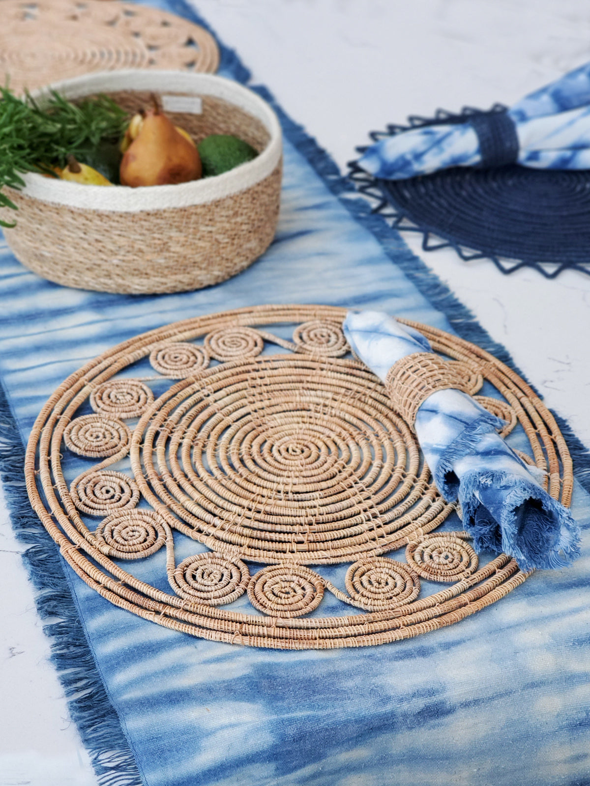 Set de table en fibre de palmier tissée Bayu - Naturel (lot de 2)