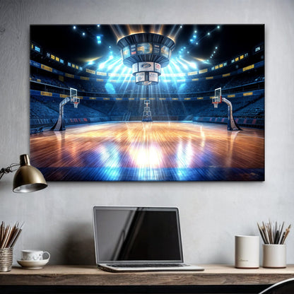 Big Dream sport wall art canvas futuristic basketball arena hub by Tailored Canvases on Tampa Home & Garden Store