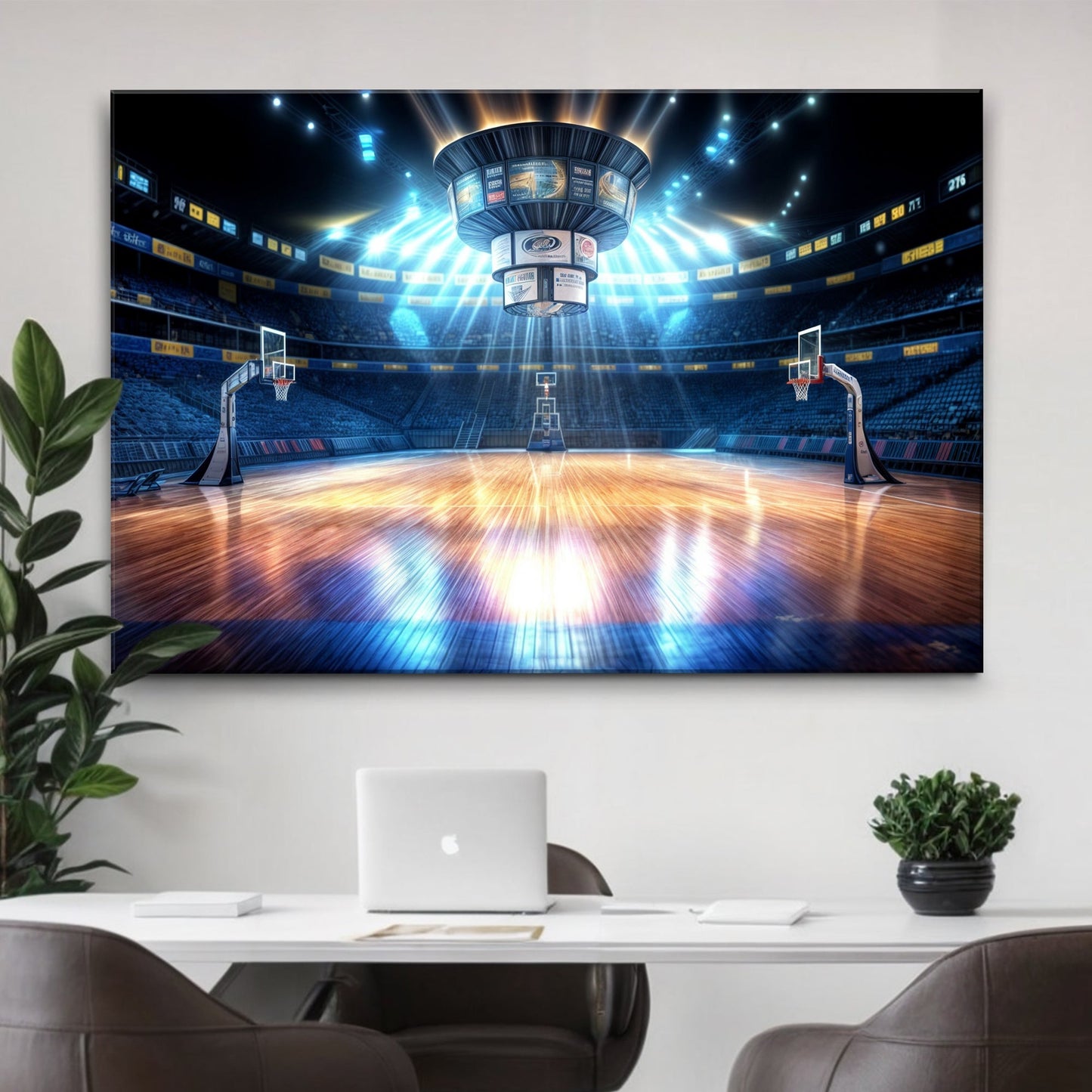 Big Dream sport wall art canvas by Tailored Canvases, blue-toned arena craft canvas on Tampa Home & Garden Store
