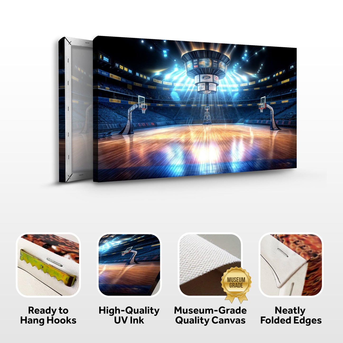 Big Dream Sport Wall Art canvas, vivid basketball arena night scene Tailored Canvases on Tampa Home & Garden Store