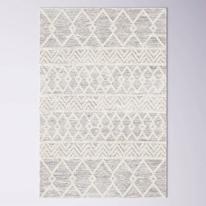 Alfombra de área estilo persa gris, beige y marfil de lana tejida a mano de 1.80 m x 2.70 m