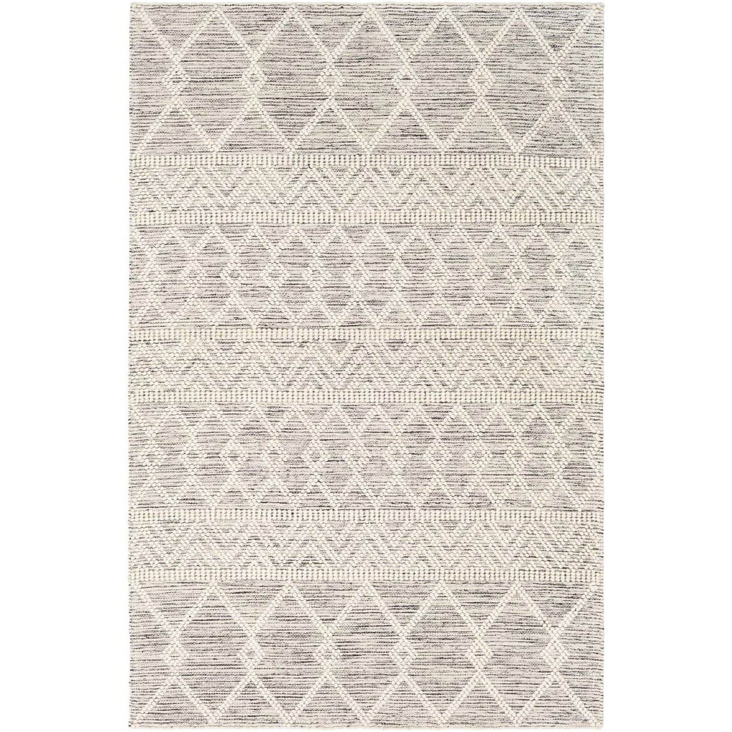 Alfombra de área estilo persa gris, beige y marfil de lana tejida a mano de 1.80 m x 2.70 m