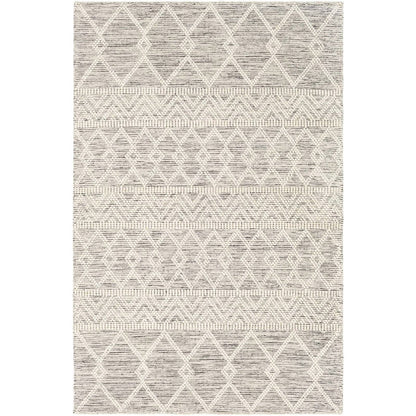 Alfombra de área estilo persa gris, beige y marfil de lana tejida a mano de 1.80 m x 2.70 m