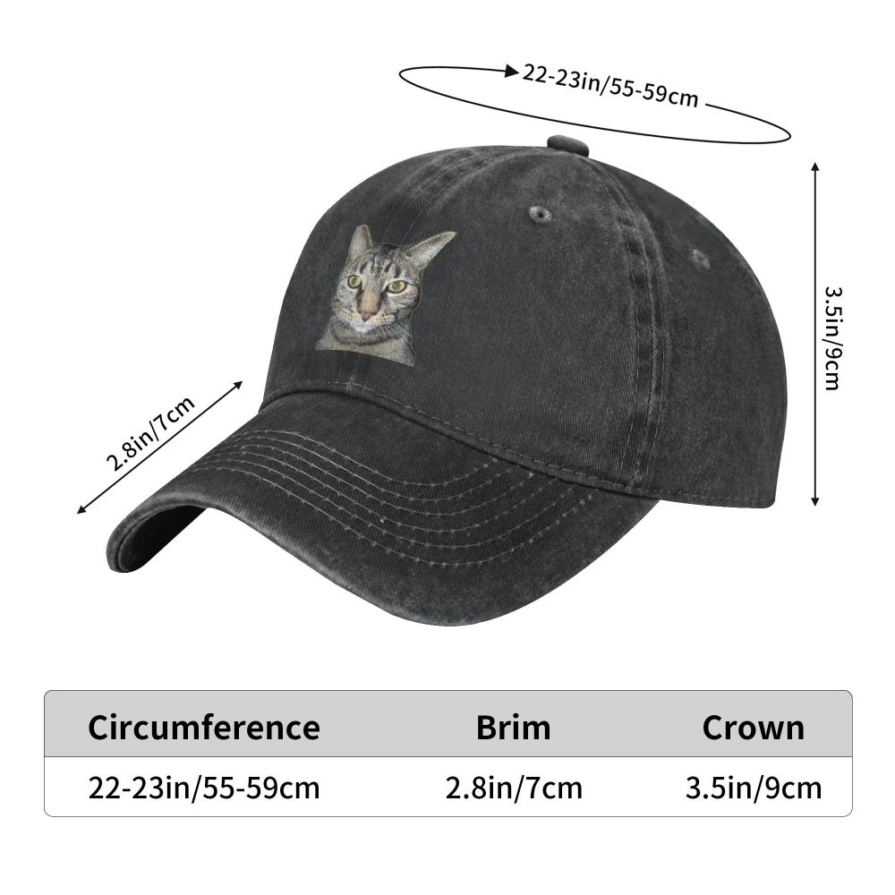 Tabby Cat Caps baseball cap in washed black with a cat patch, adjustable fit, by BikerZoneZ on Tampa Home & Garden Store