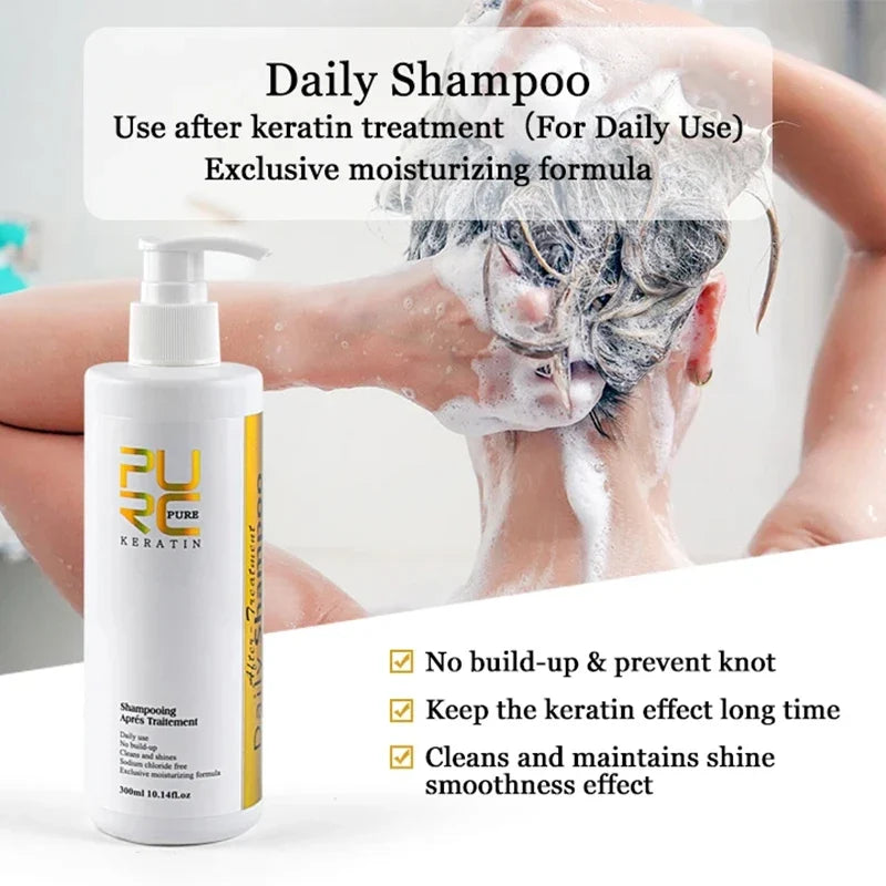 PURC Daily Shampoo bottle with keratin, white container with yellow label Silcy Skin on Tampa Home & Garden Store