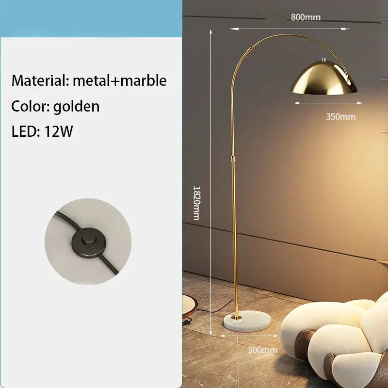 DecorBites LED Floor Lamp gold black metal with marble base, minimalist lamp 12W on Tampa Home & Garden Store