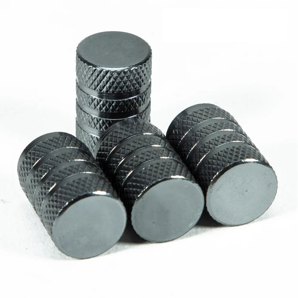 4pcs valve stem caps set, knurled dark gray metal by BikerZoneZ on Tampa Home & Garden Store