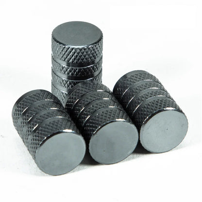 4pcs valve stem caps set, knurled dark gray metal by BikerZoneZ on Tampa Home & Garden Store