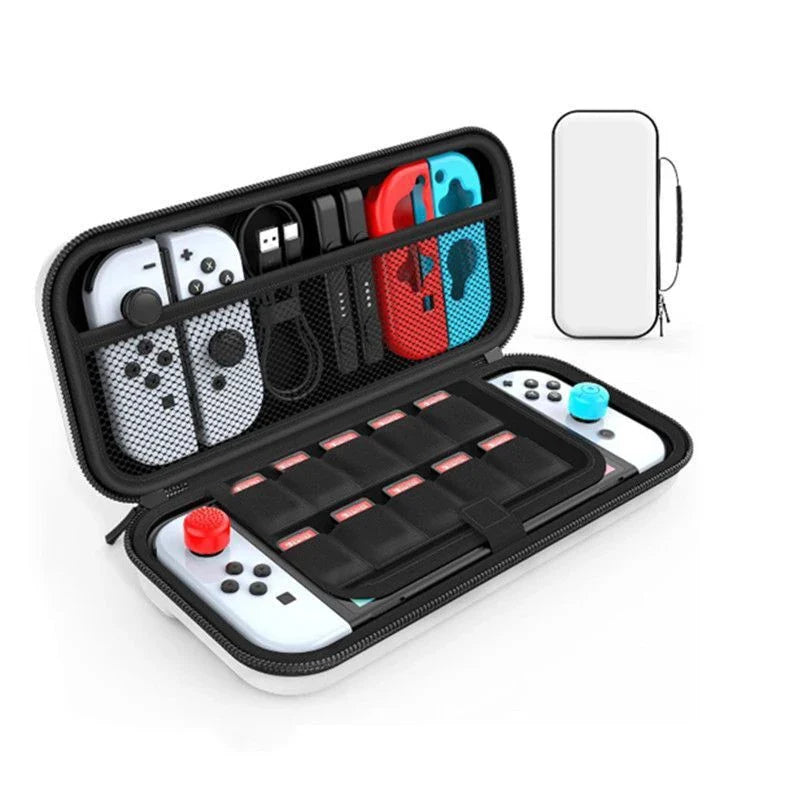 Portable Switch travel case with interior, white console and red/blue Joy-Cons, cartridge slots on Tampa Home & Garden Store