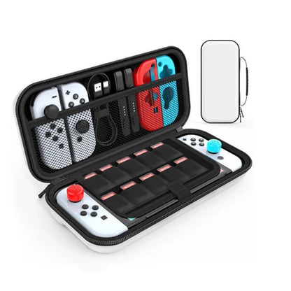 Portable Switch travel case with interior, white console and red/blue Joy-Cons, cartridge slots on Tampa Home & Garden Store