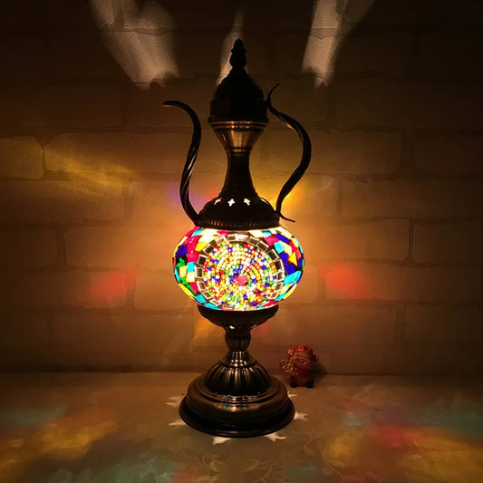 Turkish Mosaic Table Lamp Handcrafted Glass Vintage Mediterranean Romantic Bedside Light - Tampa Home & Garden Store