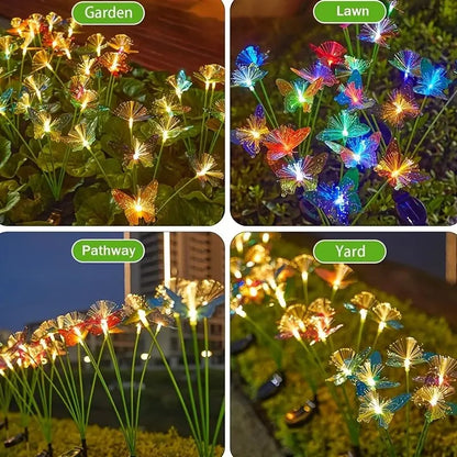 Perfecsy 1PC 6-Head LED Solar Fiber Optic Butterfly Lights for garden, lawn, pathway, yard on Tampa Home & Garden Store