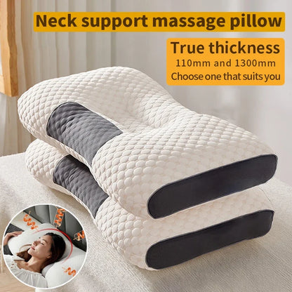 Cervical neck pillow orthopedic memory foam with white quilted cover and dark ends UpTrend on Tampa Home & Garden Store
