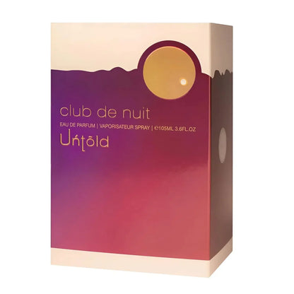 Club de Nuit Untold EDP perfume box gradient purple to pink with gold lettering 3.6oz on Tampa Home & Garden Store