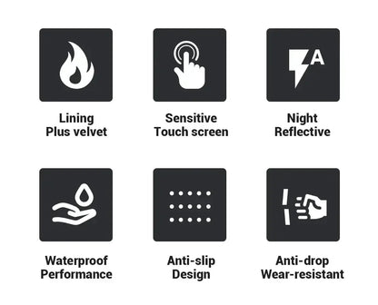 Warm Winter Waterproof Windproof Anti-slip Gloves BikerZoneZ velvet lining and touchscreen on Tampa Home & Garden Store