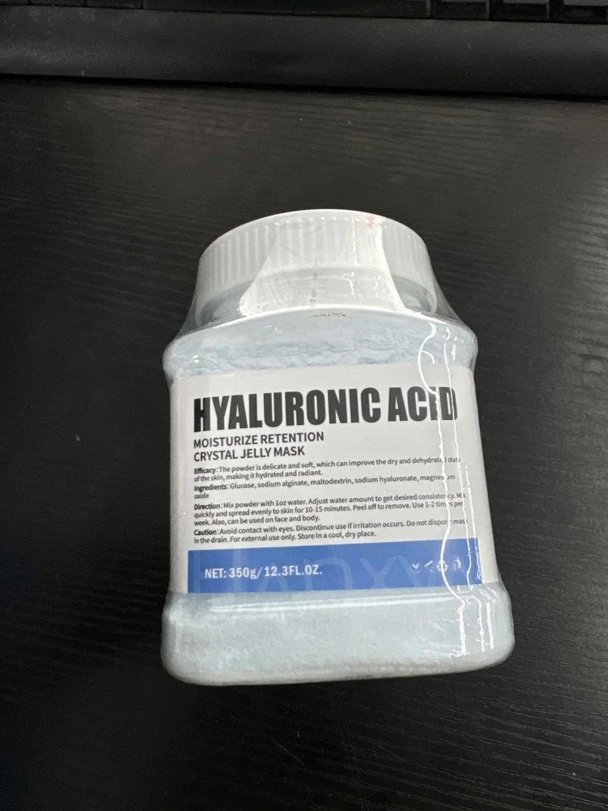Hyaluronic acid jelly mask bottle by Silcy Skin, white label with blue accent, 350g on Tampa Home & Garden Store
