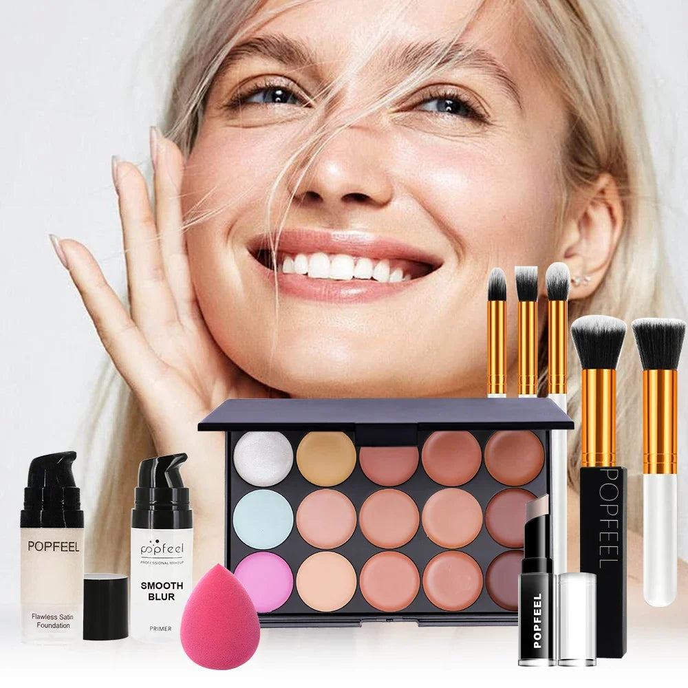 POPFEEL 10-piece face makeup set with foundation, concealer & palette by Silcy Skin on Tampa Home & Garden Store