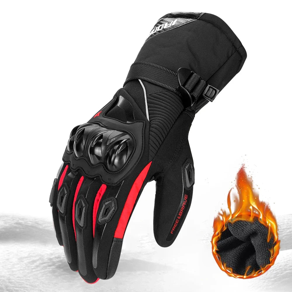 Motorcycle gloves black with red accents, knuckle guards, waterproof windproof by BikerZoneZ on Tampa Home & Garden Store