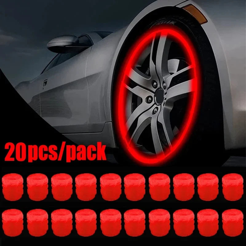 Luminous valve stem caps red glow 20pcs pack by BikerZoneZ valvecaps on Tampa Home & Garden Store